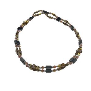 Handmade Magnetic Hematite with Iridescent Beads Necklace